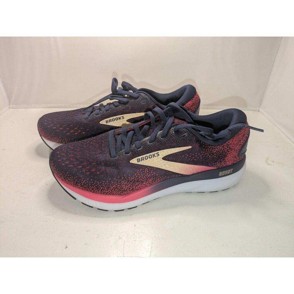 Brooks Ghost 16 Running Shoes Women Navy Blue/Pink Size 7 Wide